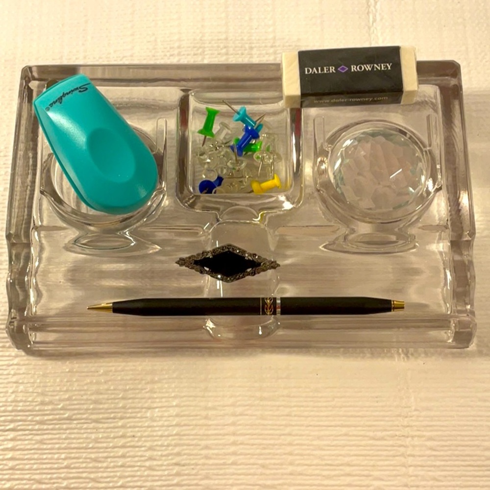 Antique glass inkwell ink pen desk organizer